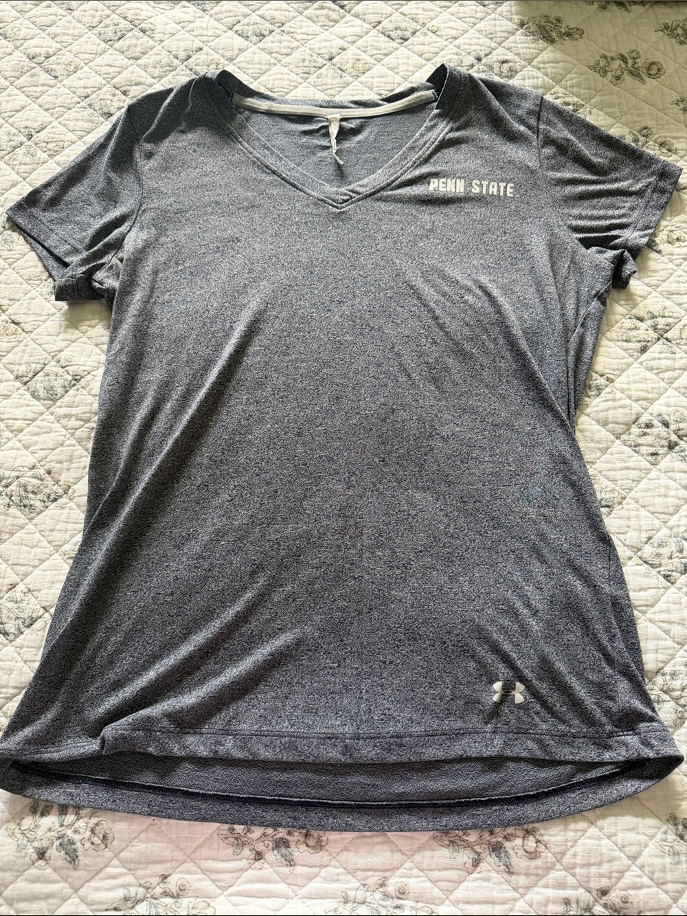 Under Armour Women's Heather Navy V-Neck Penn State Tee